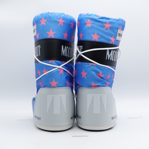 NEW MOON BOOT Icon Retrobiker Snow Boots Men's 11.5-13 / EU 45-47 Blue/White - Picture 5 of 9